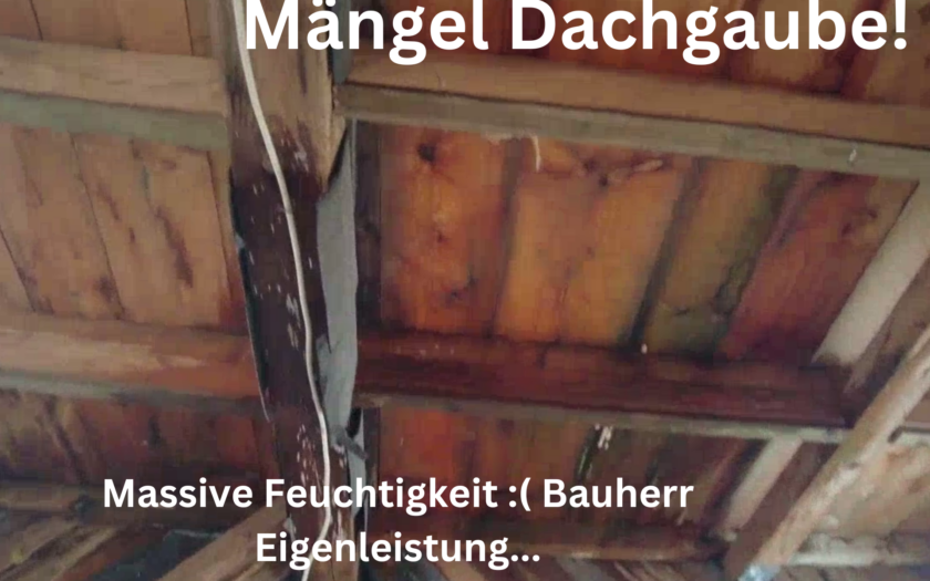 Feuchtigkeitsmängel Dachgaube die der Bauherr in Eigenleistung gebaut hat