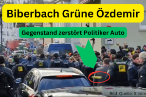 Fliegender Gegenstand gegen Auto von Grünen Özdemir zu sehen