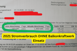 2021 Stromverbrauch OHNE Balkonkraftwerk Einsatz