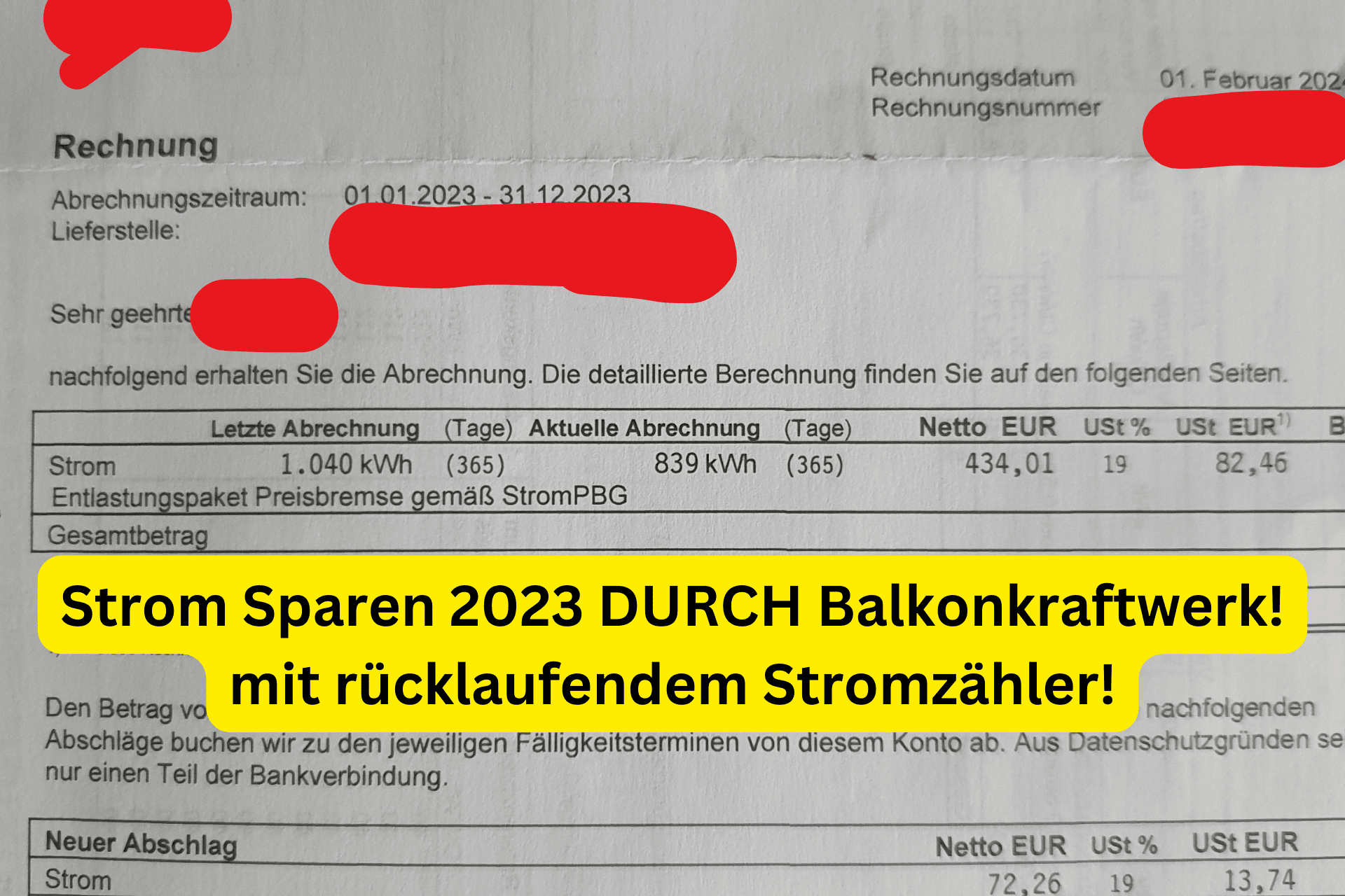 Strom Sparen 2023 DURCH Balkonkraftwerk!mit rücklaufendem Stromzähler