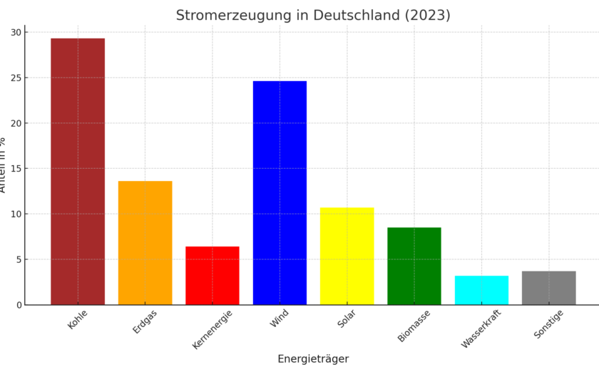 Diagramm erstellt, das die Stromerzeugung in Deutschland nach Energieträgern zeigt